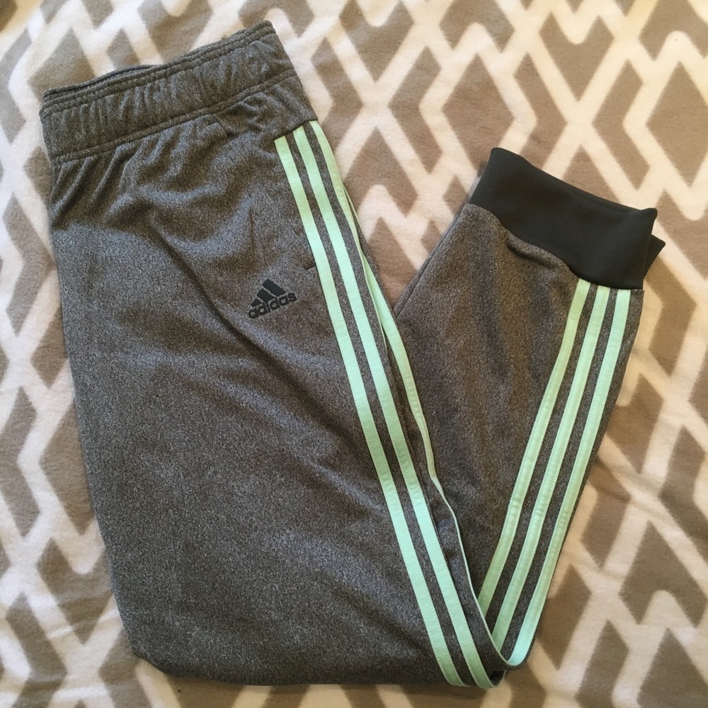 BRAND NEW ADIDAS sweats/joggers with teal stripes